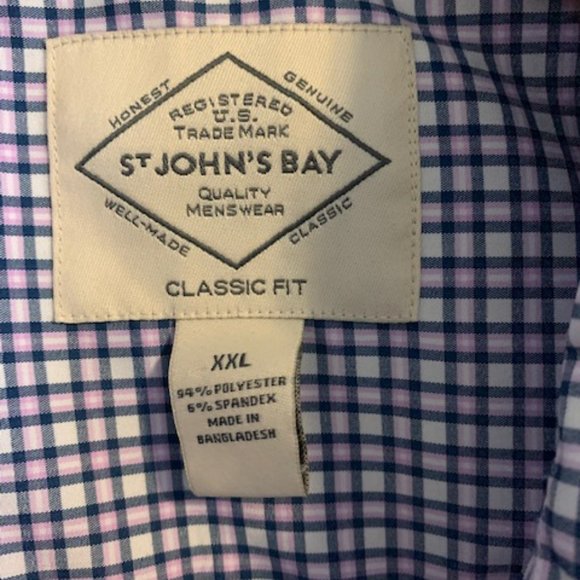 St. John's Bay Men's XXL Long Sleeve Dress Shirt Navy Check - Picture 2 of 5